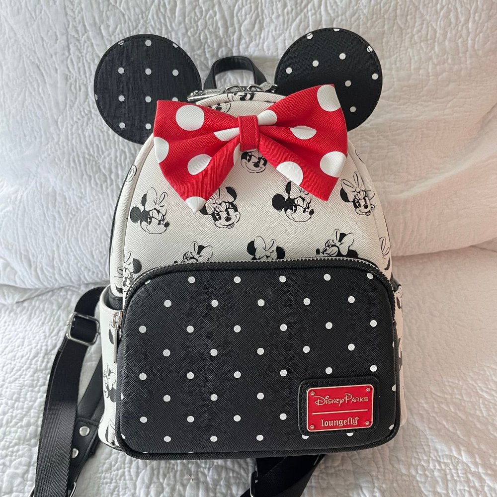 Disney Parks Loungefly Minnie Mouse Polka Dot Backpack with Ears